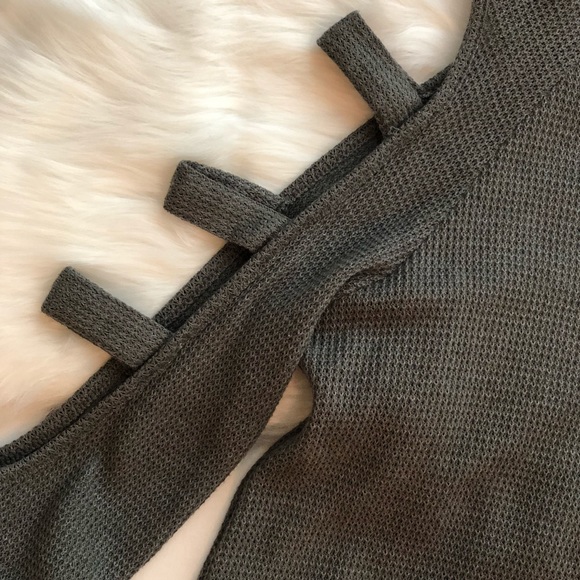 Cold Shoulder Olive Sweater - Picture 7 of 9